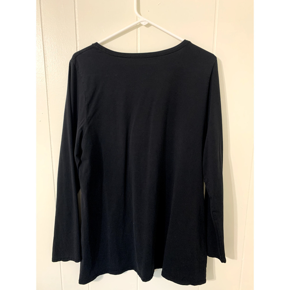 Pure Jill Solid Black Long Sleeve Stretch Cotton Tee XL Layer 5656 Minimalist - Picture 2 of 6